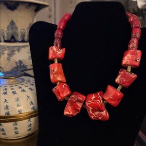 Elegant genuine authetic Red coral choker Necklace